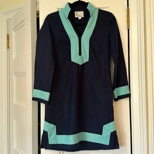 Navy Sail to Sable Linen Classic Tunic dress